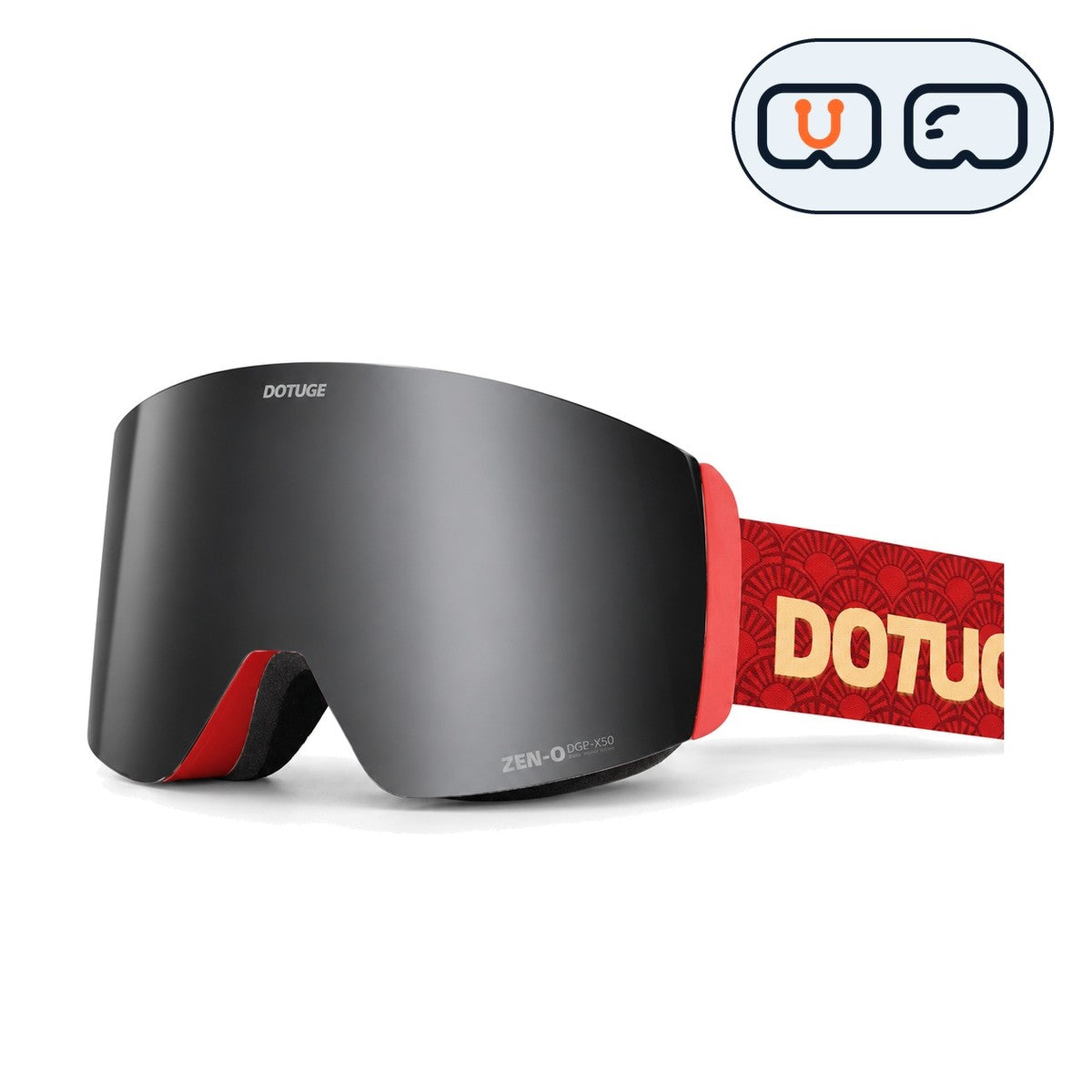 Alpine 1 | Snow Goggles | Cylindrical Lens, UV400 Protection | Skiing and Snowboarding-Black Lens / Red Frame / Red Strap-Snowgest