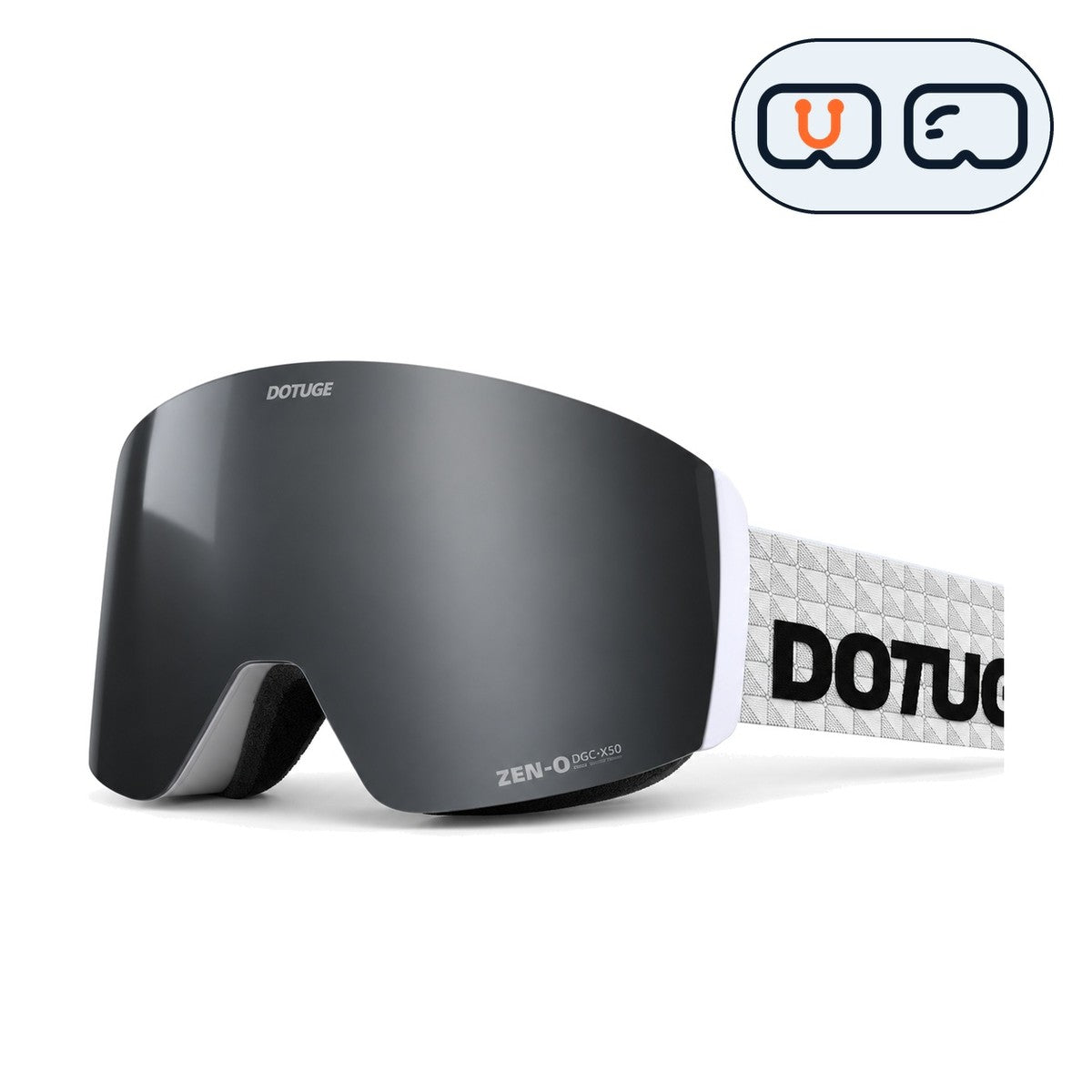 Alpine 1 | Snow Goggles | Cylindrical Lens, UV400 Protection | Skiing and Snowboarding-Black Lens / White Frame / White Strap-Snowgest