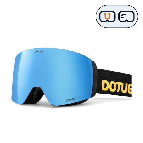 Alpine 1 | Snow Goggles | Cylindrical Lens, UV400 Protection | Skiing and Snowboarding-Blue Lens / Black Frame / Black Strap-Snowgest