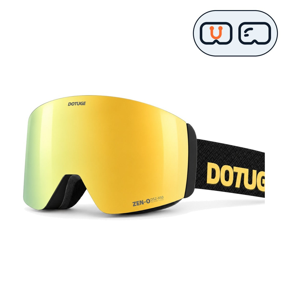 Alpine 1 | Snow Goggles | Cylindrical Lens, UV400 Protection | Skiing and Snowboarding-Gold Lens / Black Frame / Black Strap-Snowgest
