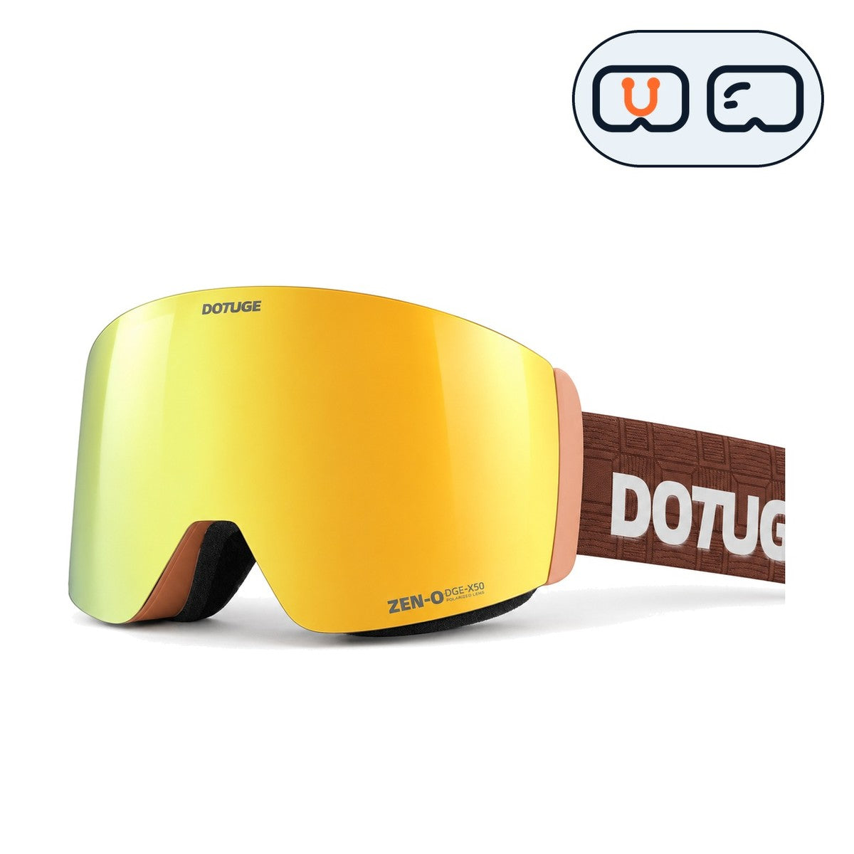 Alpine 1 | Snow Goggles | Cylindrical Lens, UV400 Protection | Skiing and Snowboarding-Gold Lens / Brown Frame / Brown Strap-Snowgest
