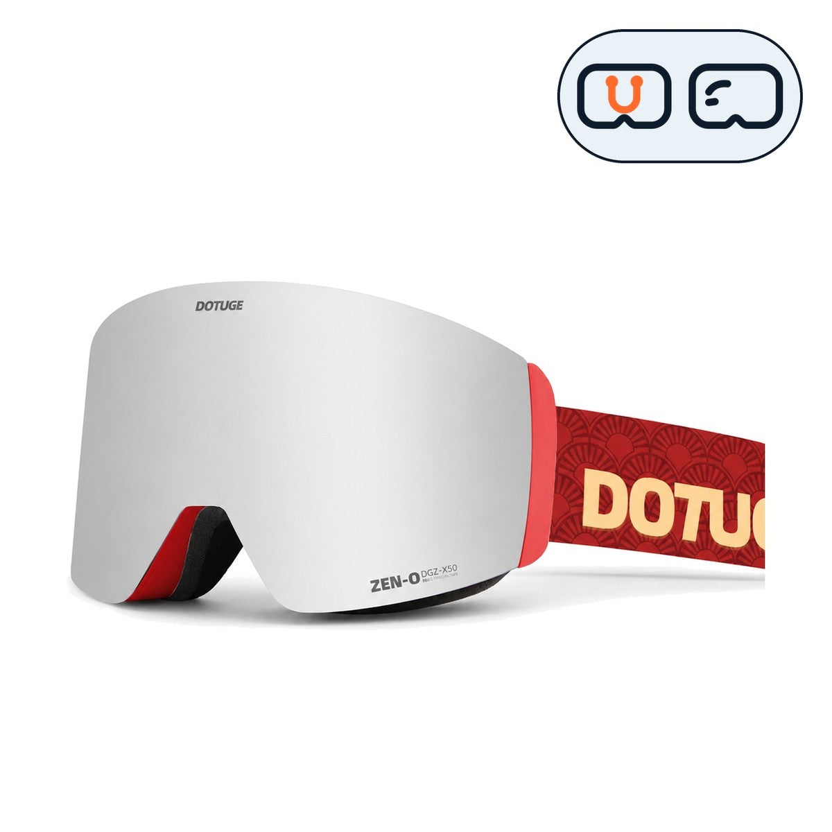 Alpine 1 | Snow Goggles | Cylindrical Lens, UV400 Protection | Skiing and Snowboarding-Silver Lens / Red Frame / Red Strap-Snowgest