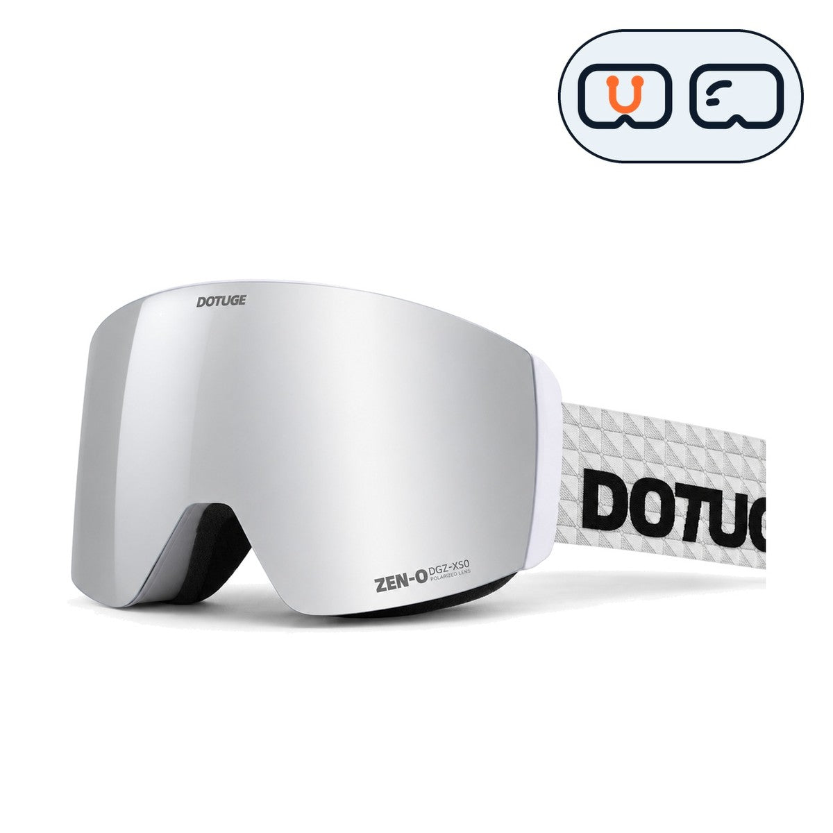 Alpine 1 | Snow Goggles | Cylindrical Lens, UV400 Protection | Skiing and Snowboarding-Silver Lens / White Frame / White Strap-Snowgest
