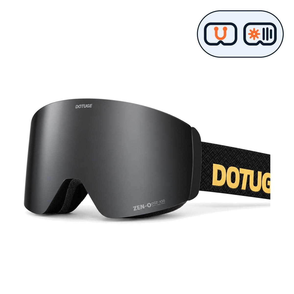 Alpine 2 | Snow Goggles | Photochromic Cylindrical Lens, UV400 Protection | Skiing and Snowboarding-Black Lens / Black Frame / Black Strap-Snowgest
