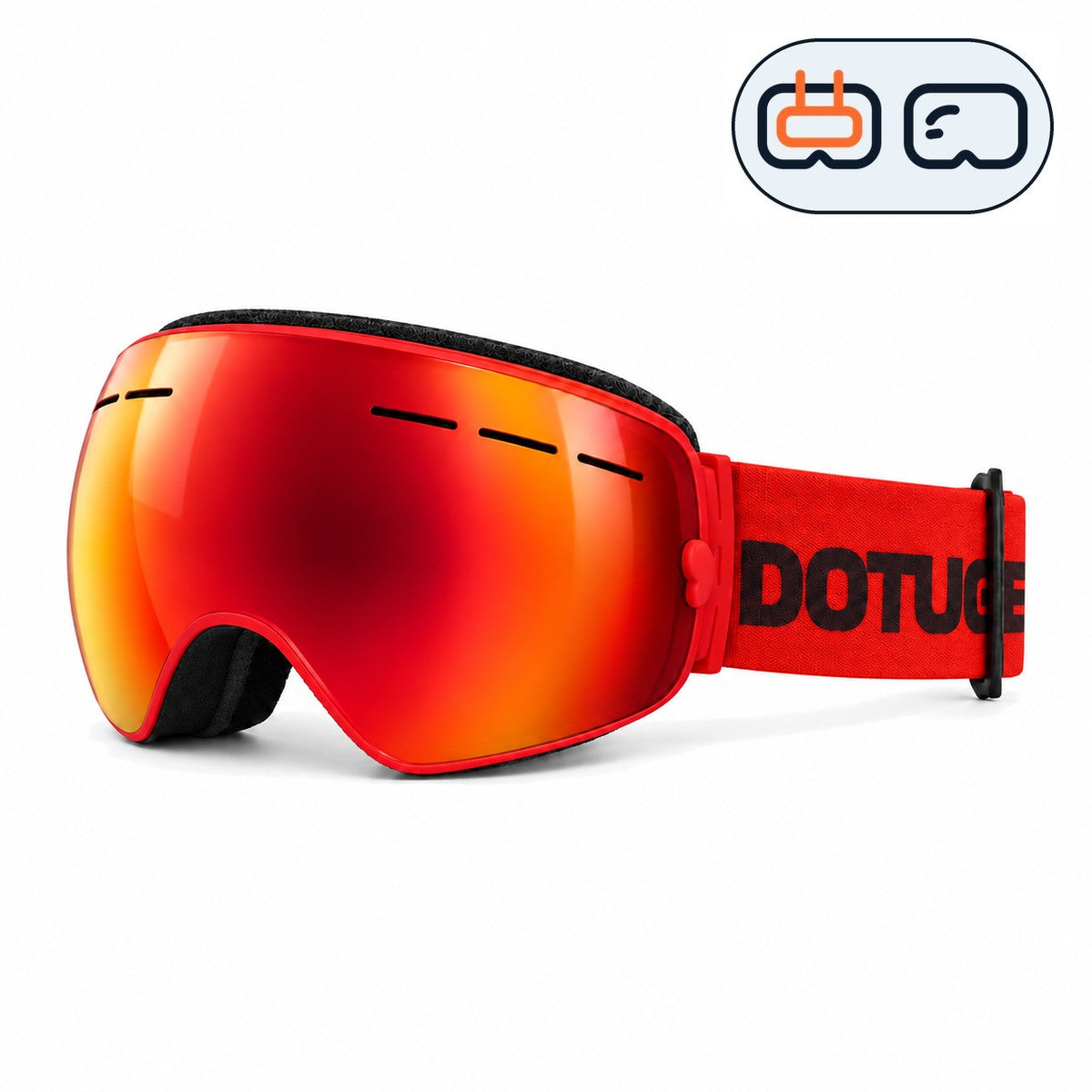 Bumble | Kids Snow Goggles | Spherical Lens, UV400 Protection | Skiing and Snowboarding-Red Lens / Red Frame / Red Strap-Snowgest