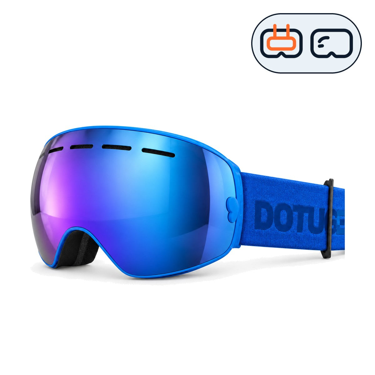 Cirque | Snow Goggles | Spherical Lens, UV400 Protection | Skiing and Snowboarding-Blue Lens / Blue Frame / Blue Strap-Snowgest