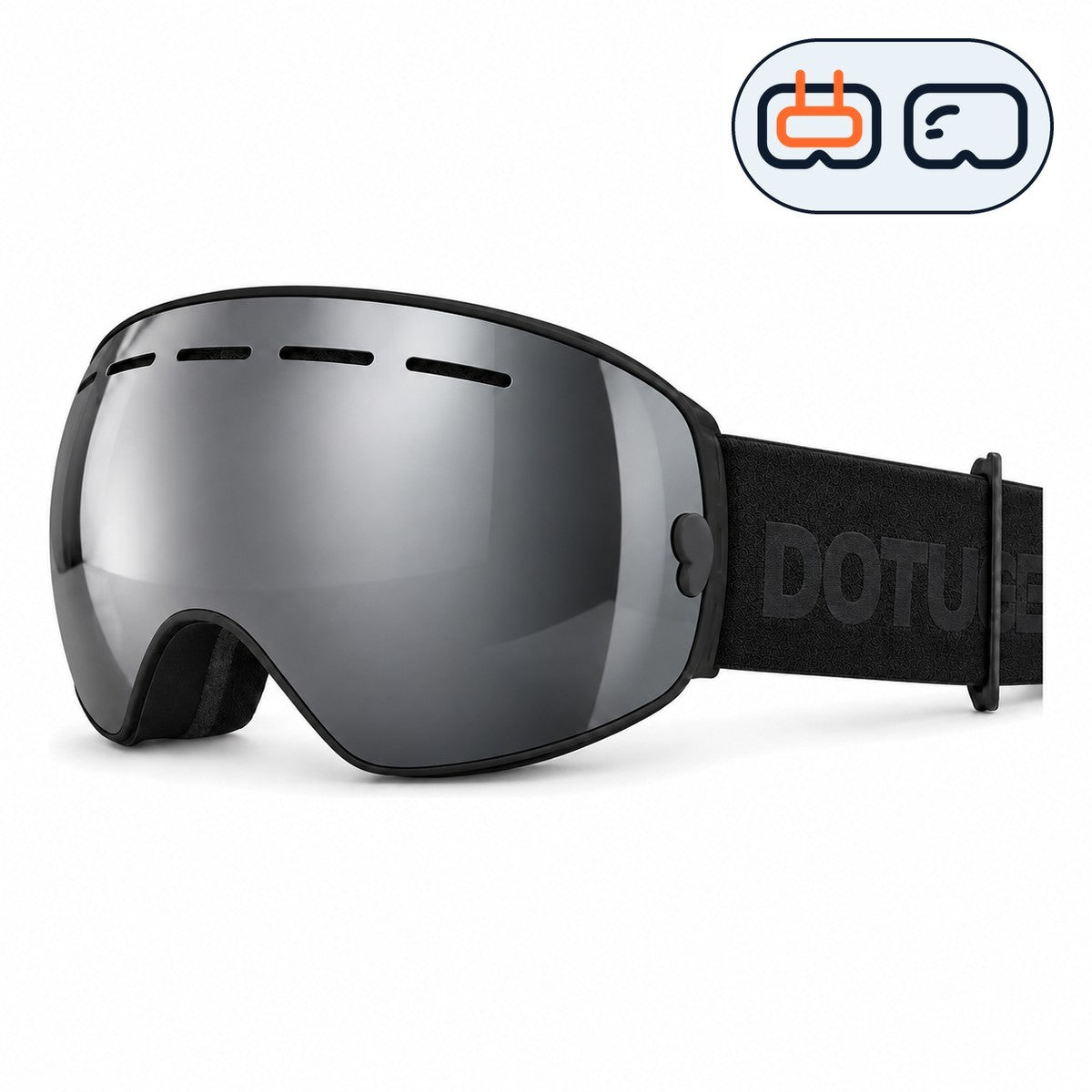 Cirque | Snow Goggles | Spherical Lens, UV400 Protection | Skiing and Snowboarding-Gray Lens / Black Frame / Black Strap-Snowgest