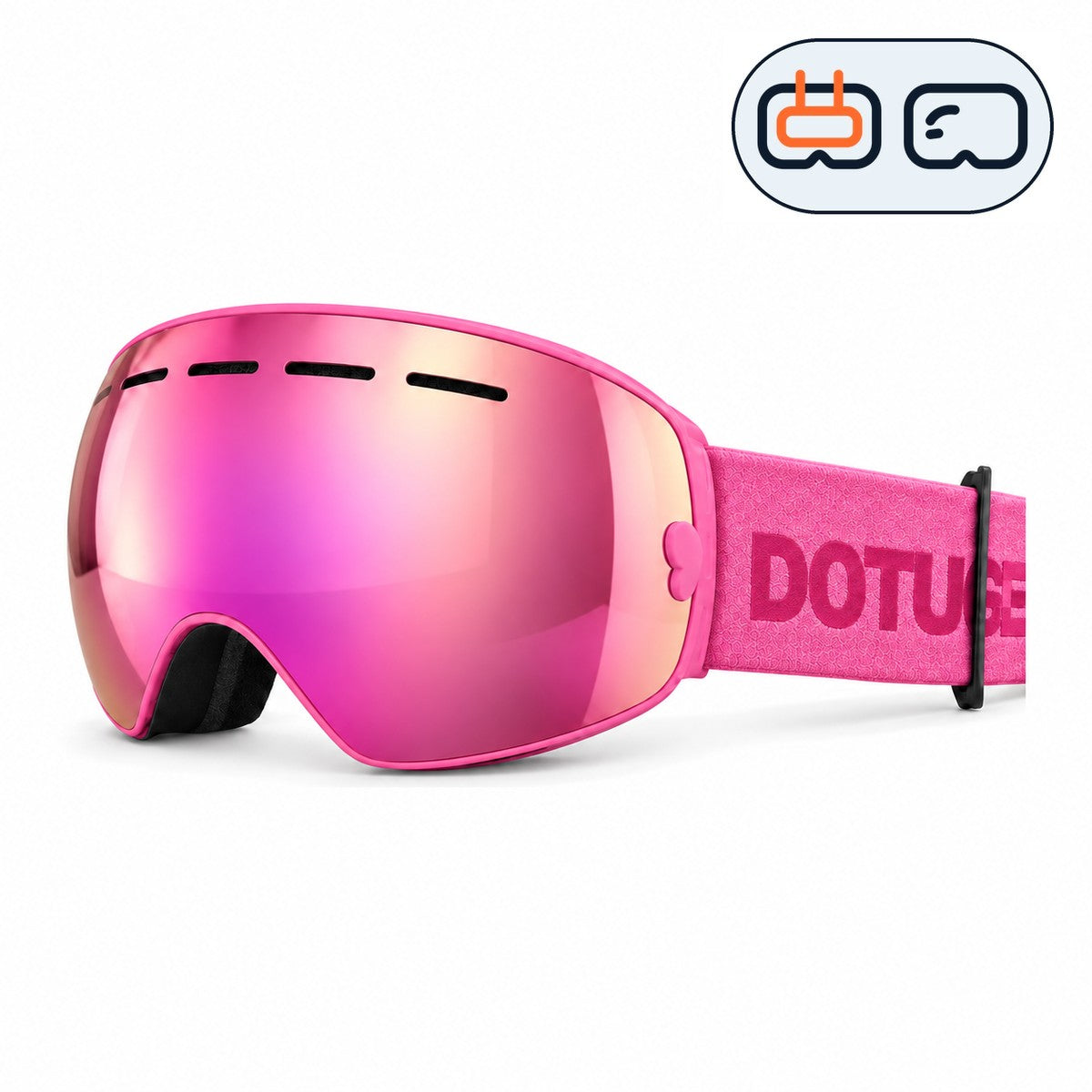 Cirque | Snow Goggles | Spherical Lens, UV400 Protection | Skiing and Snowboarding-Pink Lens / Pink Frame / Pink Strap-Snowgest