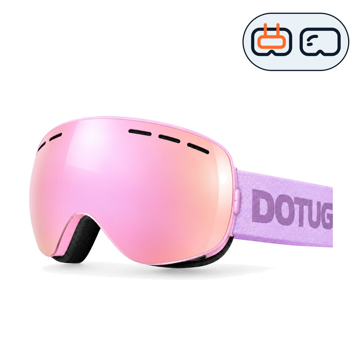 Cub | Kids Snow Goggles | Spherical Lens, UV400 Protection | Skiing and Snowboarding-Pink Lens / Pink Frame / Purple Strap-Snowgest