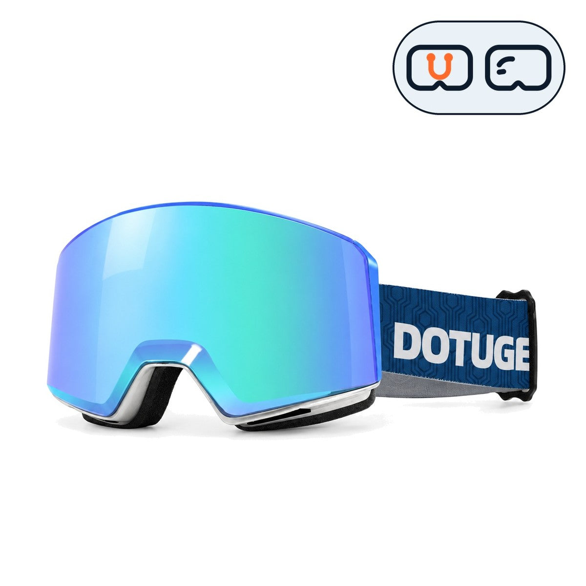 Drift 1 | Snow Goggles | Cylindrical Lens, UV400 Protection | Skiing and Snowboarding-Blue Lens / White Frame / Blue Strap-Snowgest