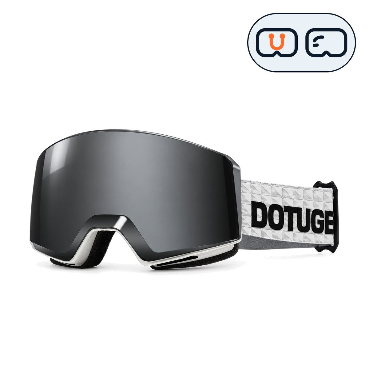 Drift 1 | Snow Goggles | Cylindrical Lens, UV400 Protection | Skiing and Snowboarding-Gray Lens / White Frame / White Strap-Snowgest