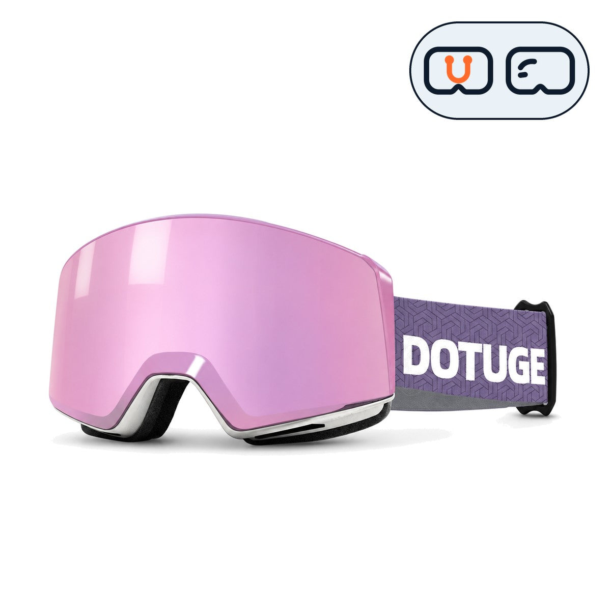 Drift 1 | Snow Goggles | Cylindrical Lens, UV400 Protection | Skiing and Snowboarding-Purple Lens / White Frame / Purple Strap-Snowgest