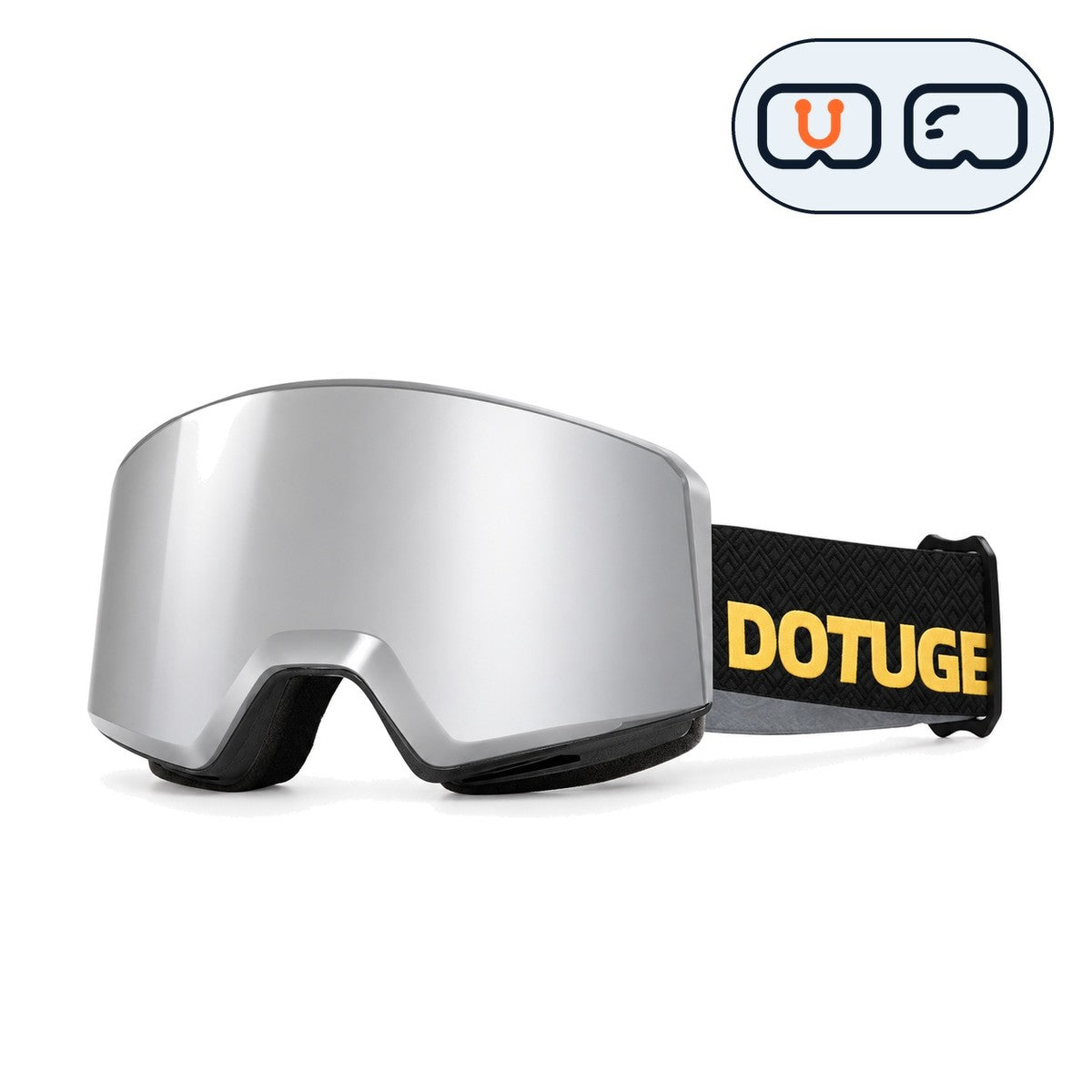 Drift 1 | Snow Goggles | Cylindrical Lens, UV400 Protection | Skiing and Snowboarding-Silver Lens / Black Frame / Black Strap-Snowgest