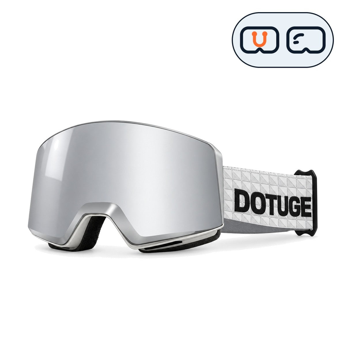 Drift 1 | Snow Goggles | Cylindrical Lens, UV400 Protection | Skiing and Snowboarding-Silver Lens / White Frame / White Strap-Snowgest