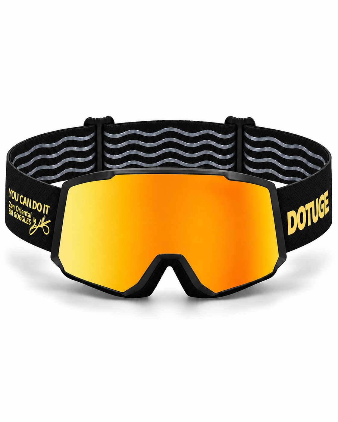 Drift 3 | Snow Goggles | Cylindrical Lens, UV400 Protection | Skiing and Snowboarding-Red Lens / Black Frame / Black Strap – front view, studio – Snowgest