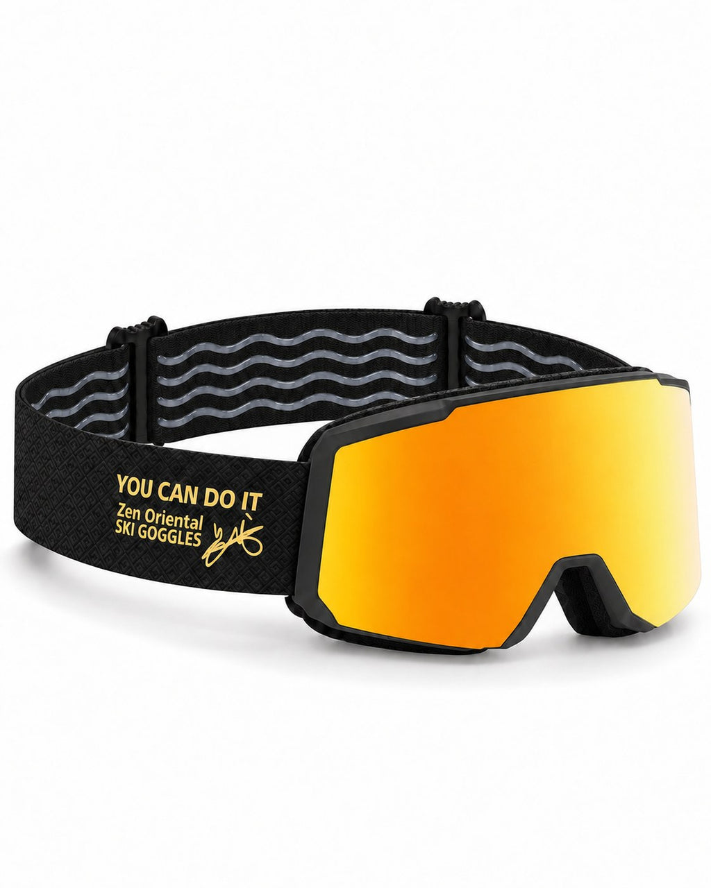 Drift 3 | Snow Goggles | Cylindrical Lens, UV400 Protection | Skiing and Snowboarding-Red Lens / Black Frame / Black Strap – opposite side view, studio – Snowgest