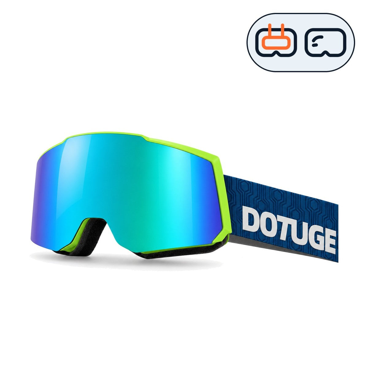 Drift 3 | Snow Goggles | Cylindrical Lens, UV400 Protection | Skiing and Snowboarding-Green Lens / Green Frame / Blue Strap-Snowgest