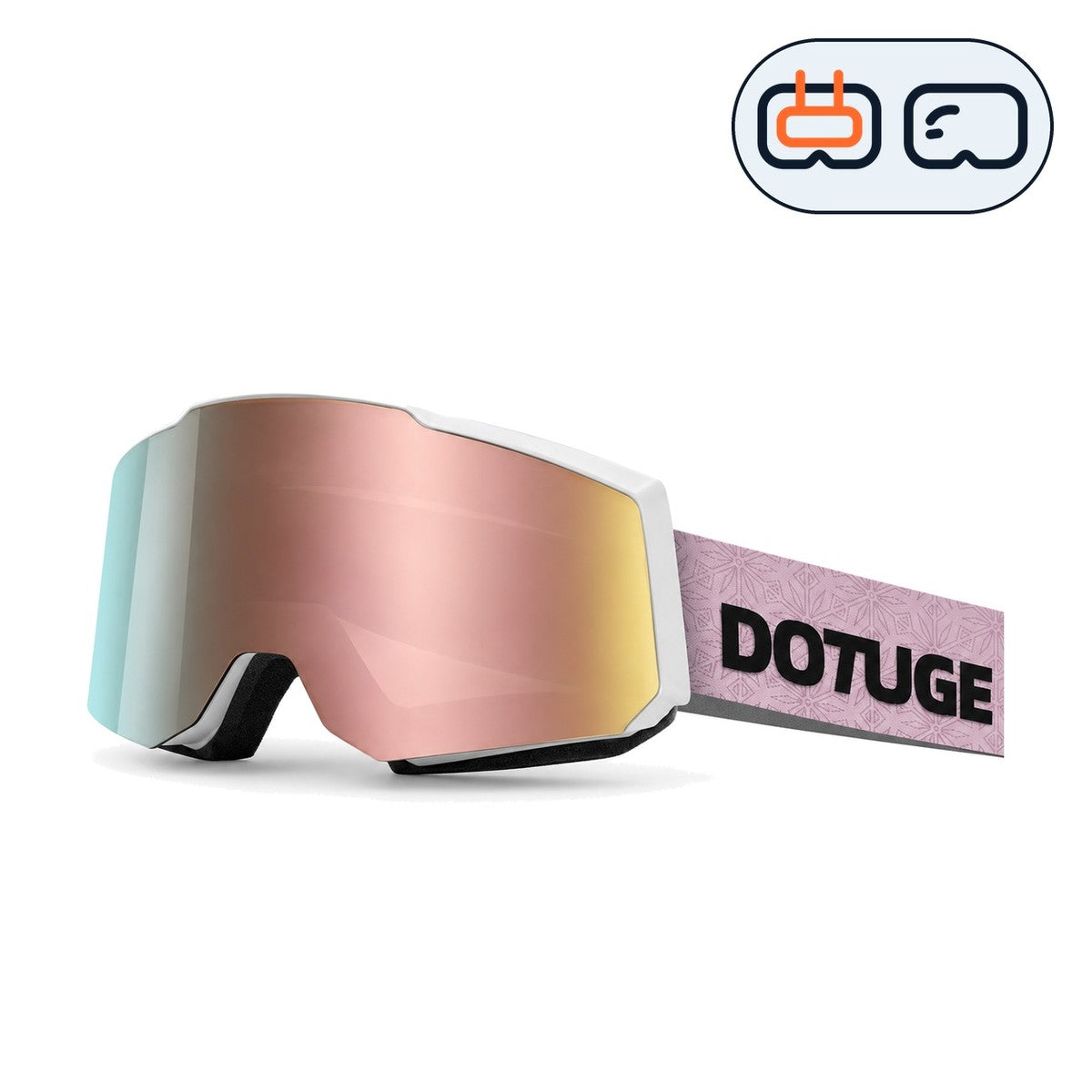 Drift 3 | Snow Goggles | Cylindrical Lens, UV400 Protection | Skiing and Snowboarding-Pink Lens / White Frame / Pink Strap-Snowgest