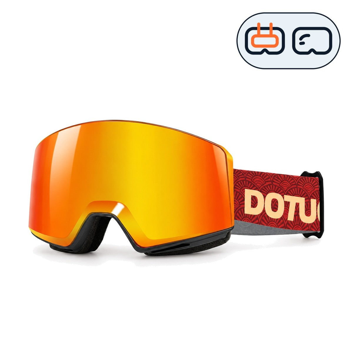 Drift 3 | Snow Goggles | Cylindrical Lens, UV400 Protection | Skiing and Snowboarding-Red Lens / Black Frame / Red Strap-Snowgest