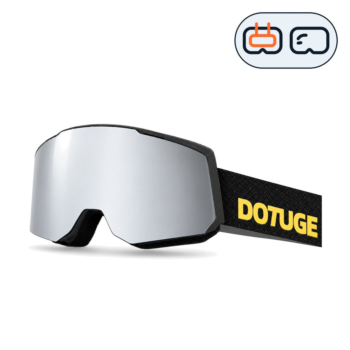 Drift 3 | Snow Goggles | Cylindrical Lens, UV400 Protection | Skiing and Snowboarding-Silver Lens / Black Frame / Black Strap-Snowgest