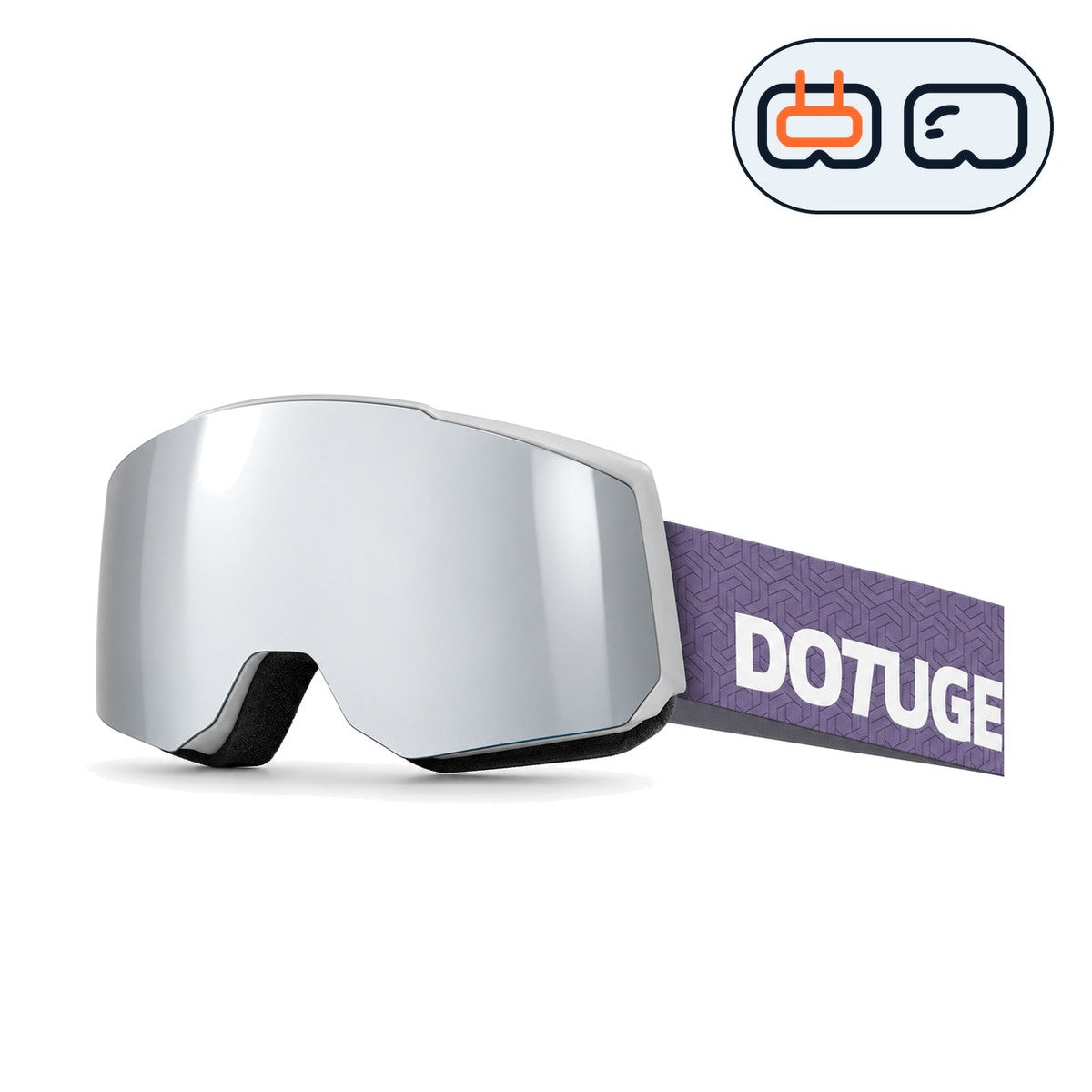 Drift 3 | Snow Goggles | Cylindrical Lens, UV400 Protection | Skiing and Snowboarding-Silver Lens / White Frame / Purple Strap-Snowgest