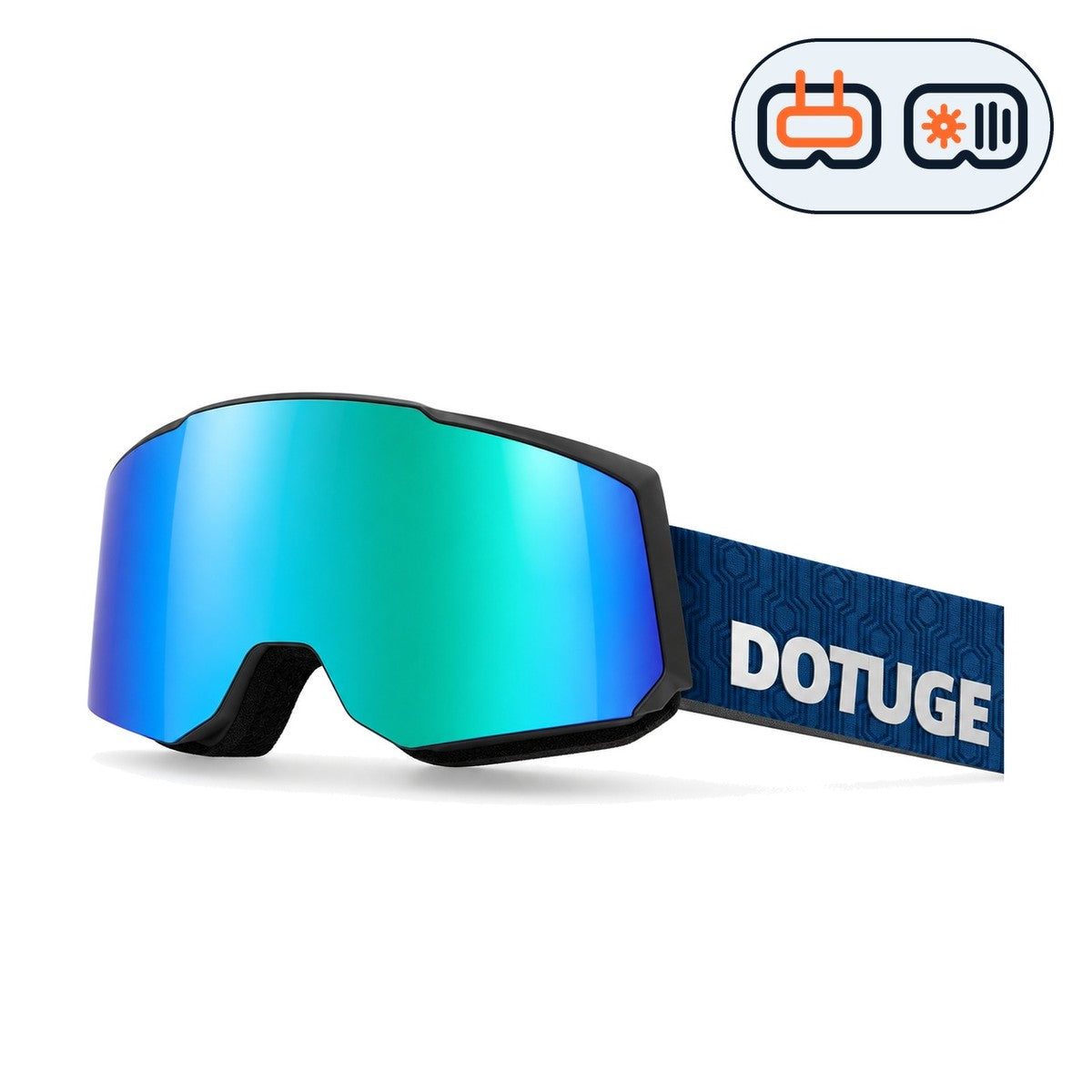 Drift 4 | Snow Goggles | Photochromic Cylindrical Lens, UV400 Protection | Skiing and Snowboarding-Green Lens / Black Frame / Blue Strap-Snowgest