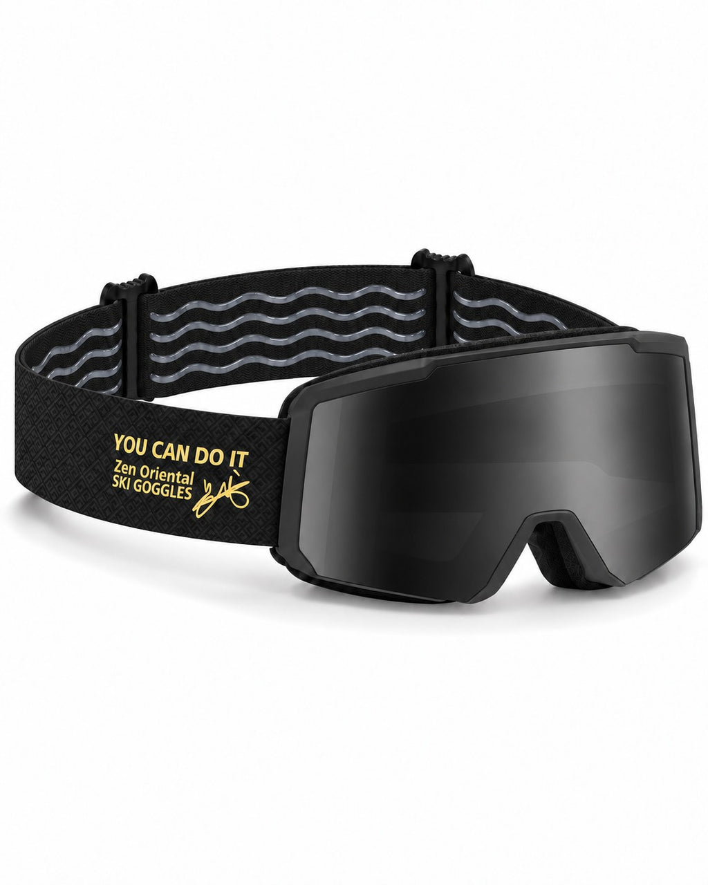 Drift 4 | Snow Goggles | Photochromic Cylindrical Lens, UV400 Protection | Skiing and Snowboarding-Black Lens / Black Frame / Black Strap – opposite side view, studio – Snowgest