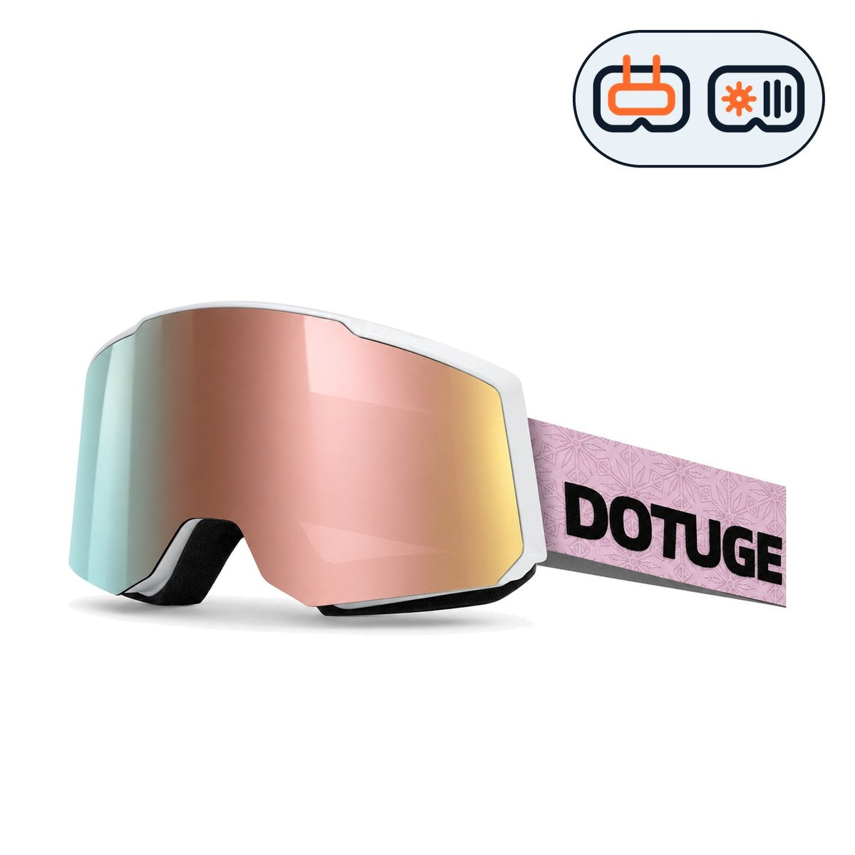 Drift 4 | Snow Goggles | Photochromic Cylindrical Lens, UV400 Protection | Skiing and Snowboarding-Pink Lens / White Frame / Pink Strap-Snowgest