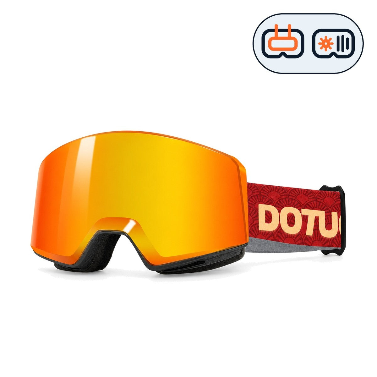 Drift 4 | Snow Goggles | Photochromic Cylindrical Lens, UV400 Protection | Skiing and Snowboarding-Red Lens / Black Frame / Red Strap-Snowgest
