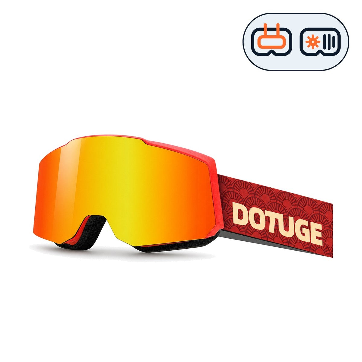 Drift 4 | Snow Goggles | Photochromic Cylindrical Lens, UV400 Protection | Skiing and Snowboarding-Red Lens / Red Frame / Red Strap-Snowgest