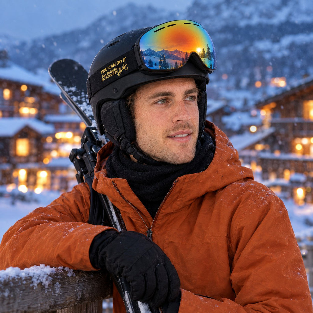 Dune ski goggles – on the mountain – village dusk | Snowgest