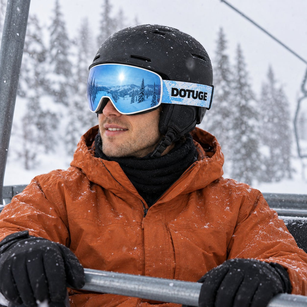 Ember ski goggles – on the mountain – chairlift | Snowgest