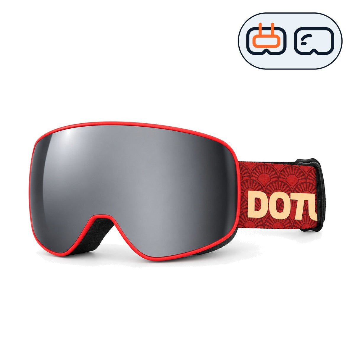 Frost 1 | Snow Goggles | Cylindrical Lens, UV400 Protection | Skiing and Snowboarding-Black Lens / Red Frame / Red Strap-Snowgest
