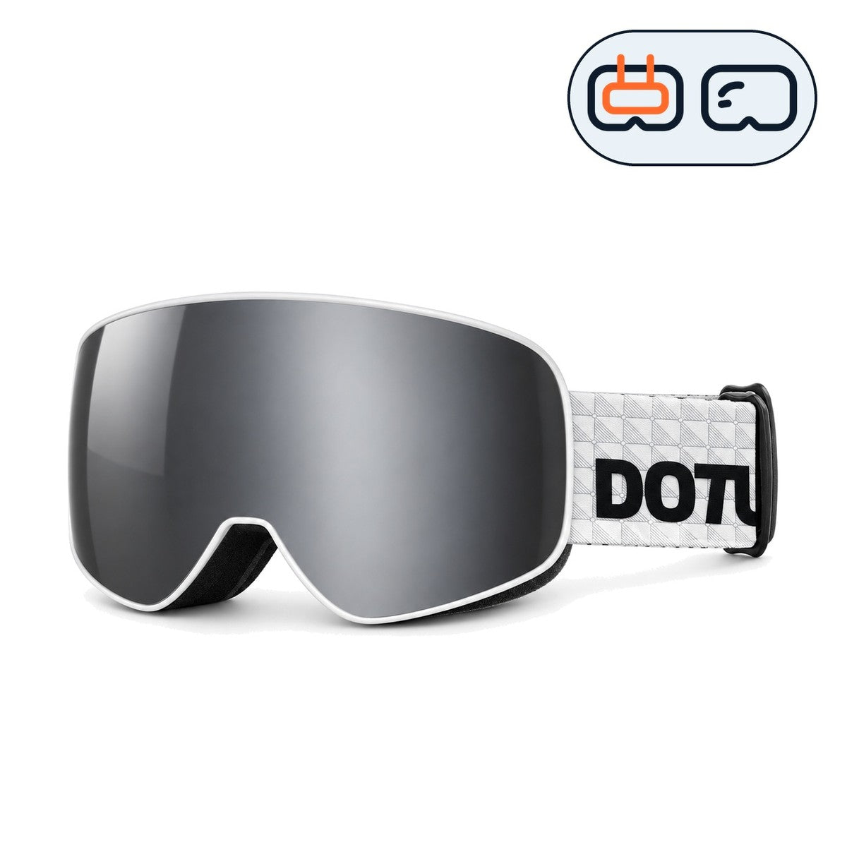 Frost 1 | Snow Goggles | Cylindrical Lens, UV400 Protection | Skiing and Snowboarding-Black Lens / White Frame / White Strap-Snowgest