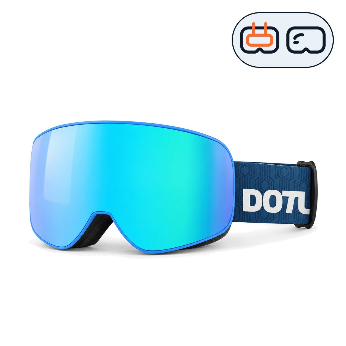 Frost 1 | Snow Goggles | Cylindrical Lens, UV400 Protection | Skiing and Snowboarding-Green Lens / Blue Frame / Blue Strap-Snowgest