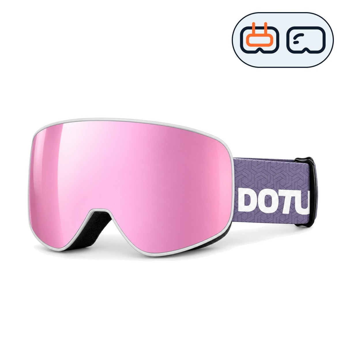 Frost 1 | Snow Goggles | Cylindrical Lens, UV400 Protection | Skiing and Snowboarding-Purple Lens / White Frame / Purple Strap-Snowgest