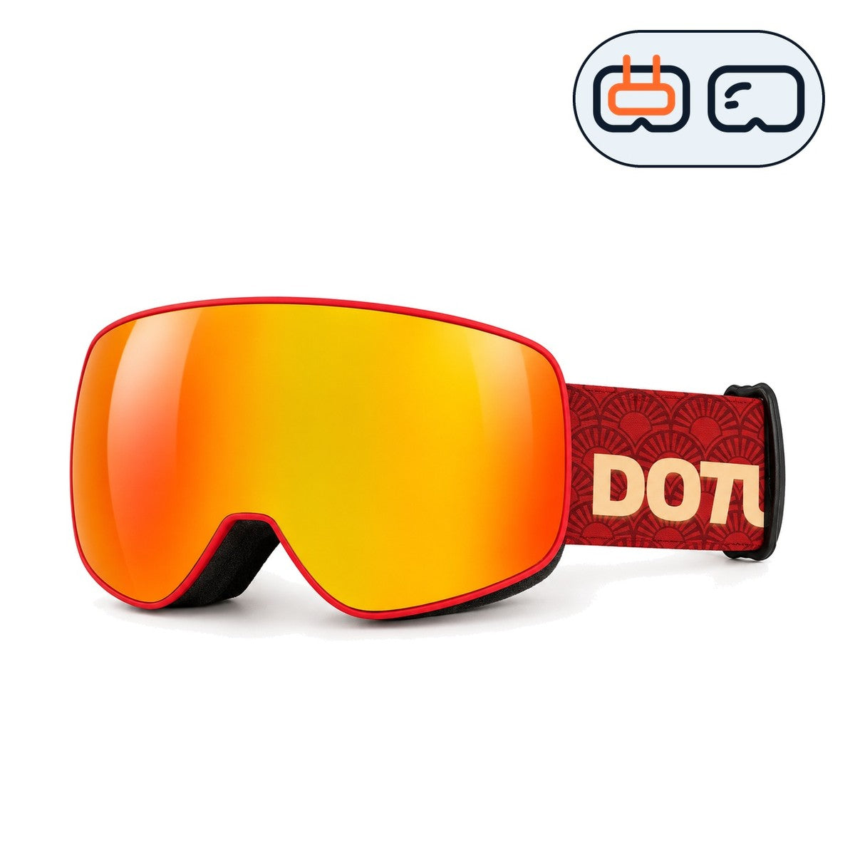 Frost 1 | Snow Goggles | Cylindrical Lens, UV400 Protection | Skiing and Snowboarding-Red Lens / Red Frame / Red Strap-Snowgest