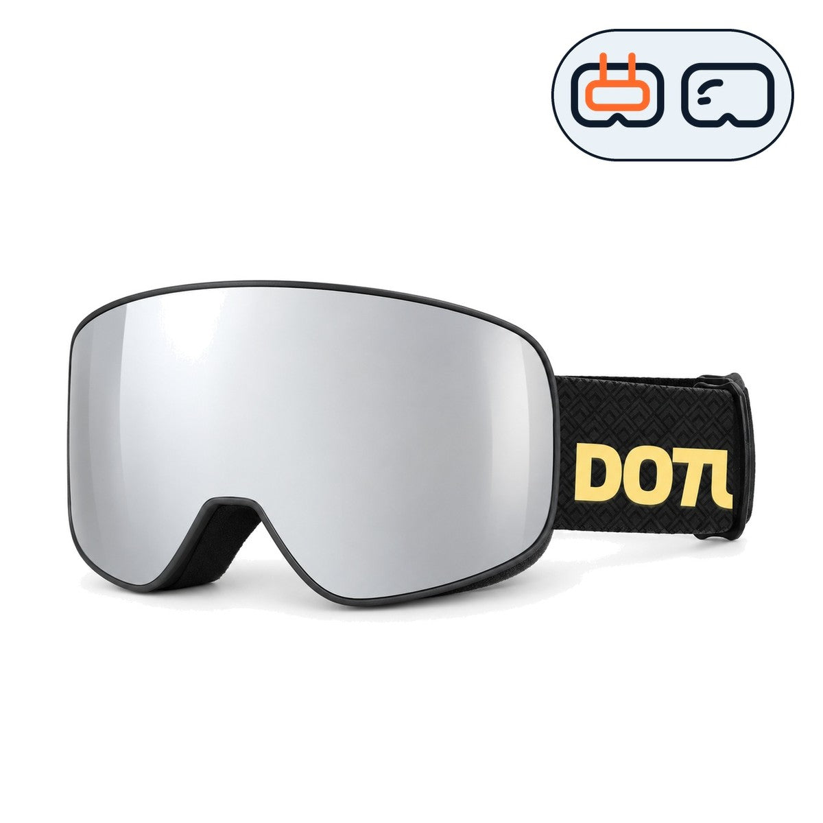 Frost 1 | Snow Goggles | Cylindrical Lens, UV400 Protection | Skiing and Snowboarding-Silver Lens / Black Frame / Black Strap-Snowgest