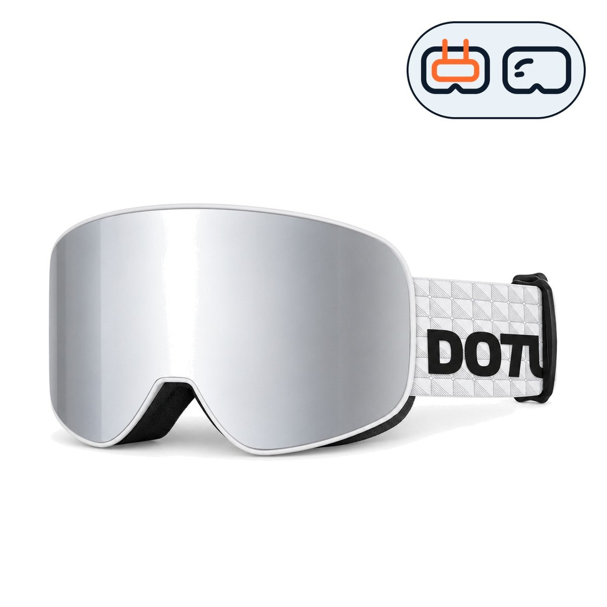 Frost 1 | Snow Goggles | Cylindrical Lens, UV400 Protection | Skiing and Snowboarding-Silver Lens / White Frame / White Strap-Snowgest