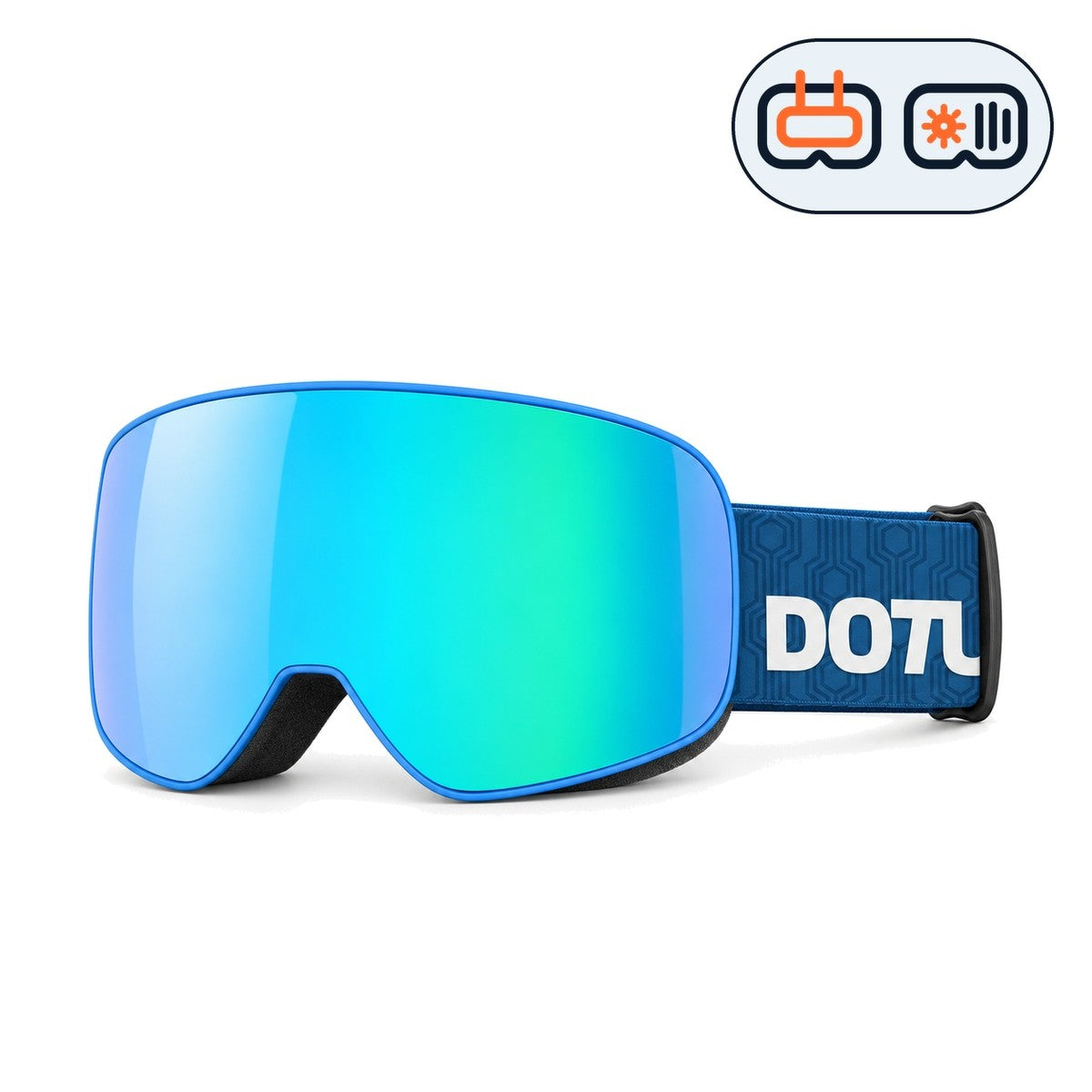 Frost 2 | Snow Goggles | Photochromic Cylindrical Lens, UV400 Protection | Skiing and Snowboarding-Green Lens / Blue Frame / Blue Strap-Snowgest