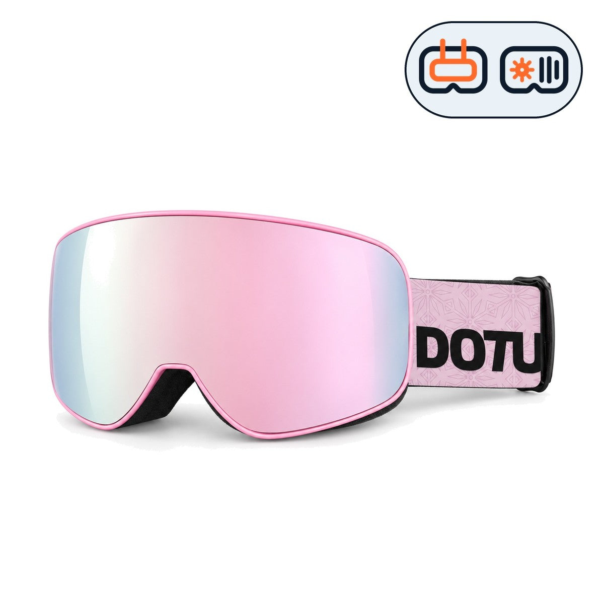 Frost 2 | Snow Goggles | Photochromic Cylindrical Lens, UV400 Protection | Skiing and Snowboarding-Pink Lens / Pink Frame / Pink Strap-Snowgest