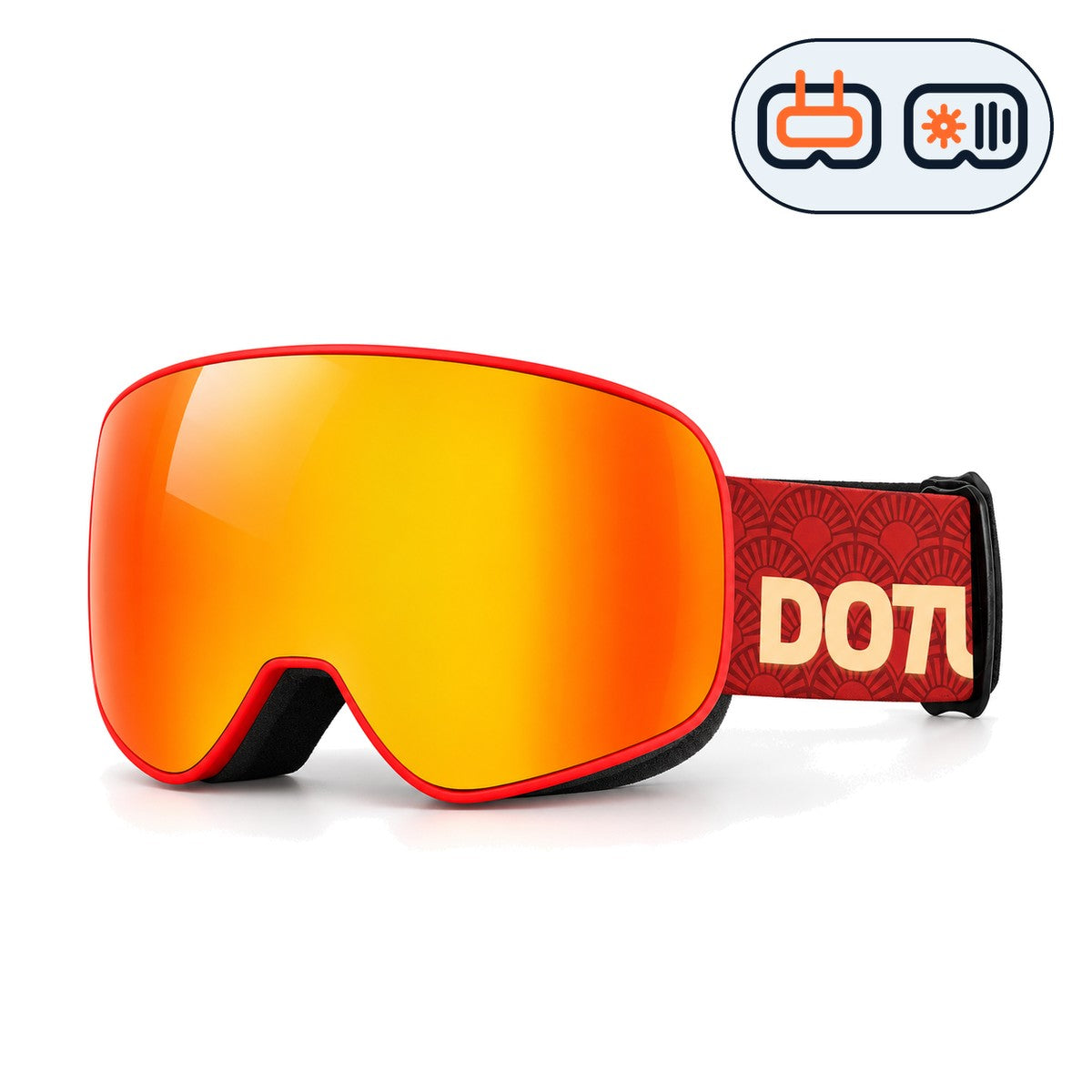 Frost 2 | Snow Goggles | Photochromic Cylindrical Lens, UV400 Protection | Skiing and Snowboarding-Red Lens / Red Frame / Red Strap-Snowgest