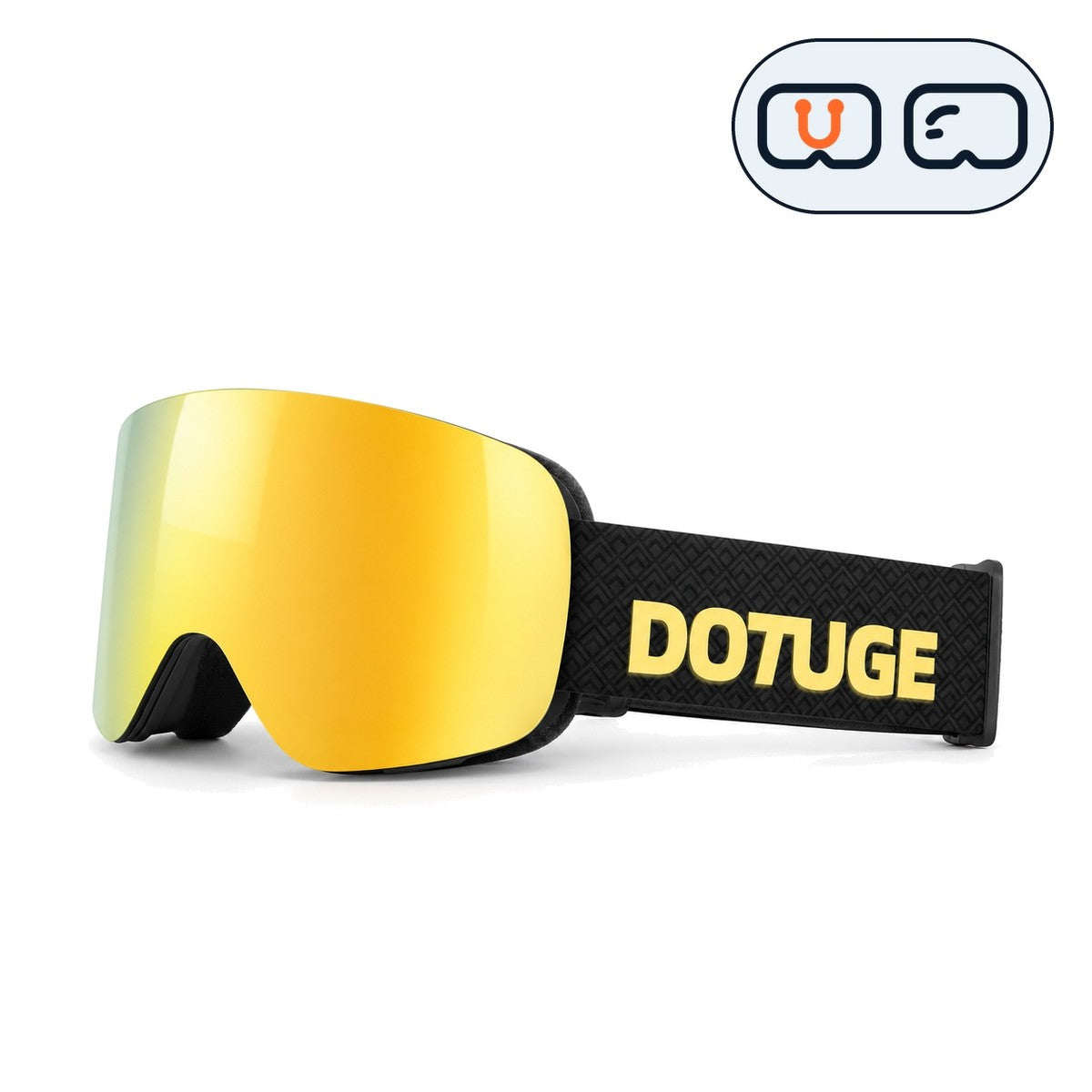 Glacier 1 | Snow Goggles | Cylindrical Lens, UV400 Protection | Skiing and Snowboarding-Gold Lens / Black Frame / Black Strap-Snowgest