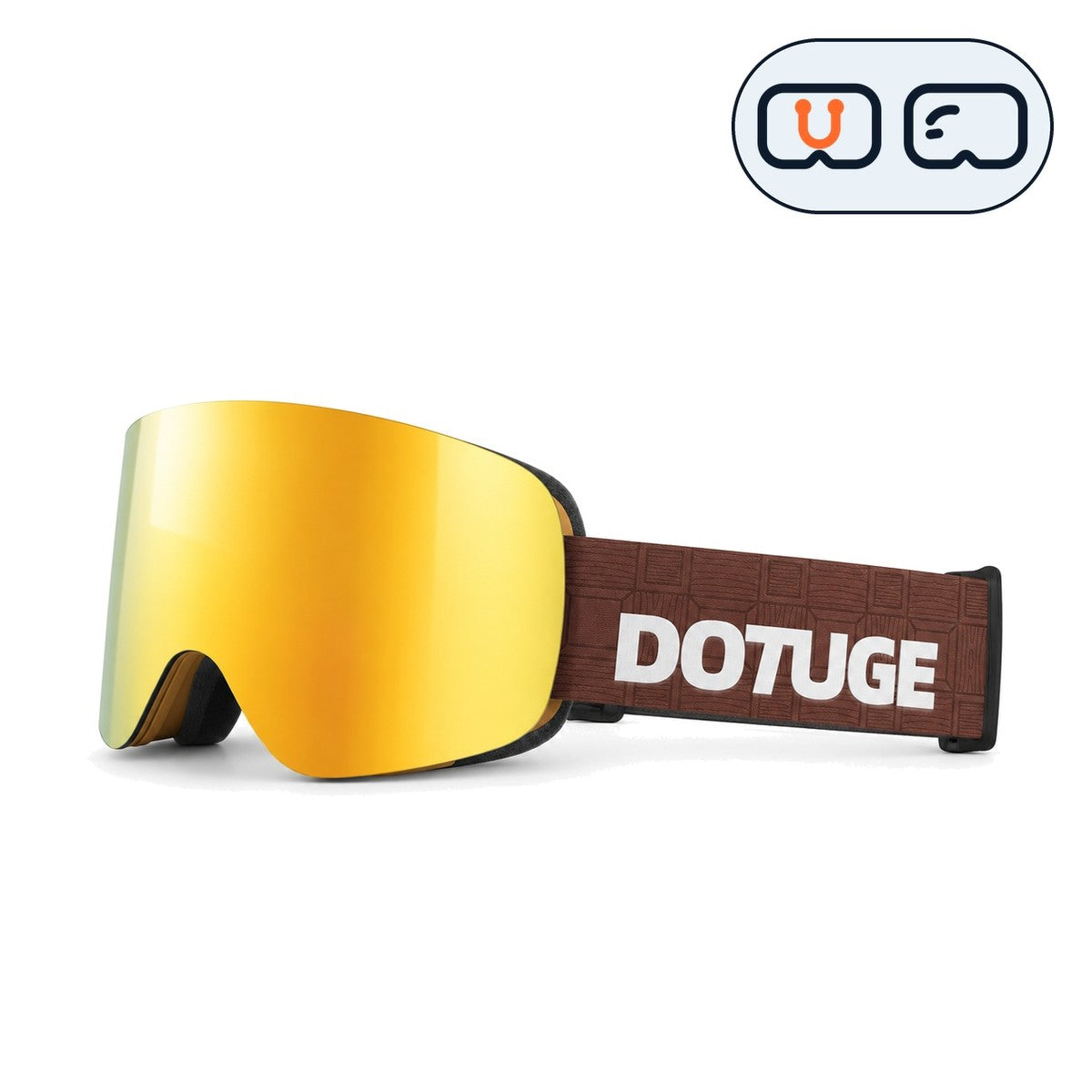 Glacier 1 | Snow Goggles | Cylindrical Lens, UV400 Protection | Skiing and Snowboarding-Gold Lens / Brown Frame / Brown Strap-Snowgest