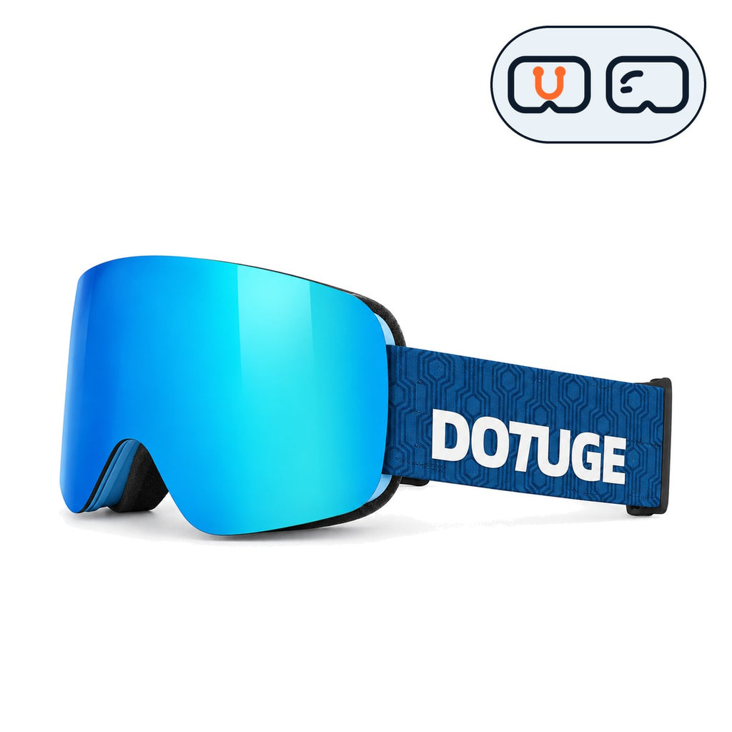 Glacier 1 | Snow Goggles | Cylindrical Lens, UV400 Protection | Skiing and Snowboarding-Ice Blue Lens / Blue Frame / Blue Strap-Snowgest