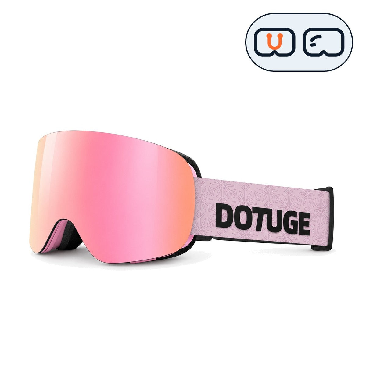 Glacier 1 | Snow Goggles | Cylindrical Lens, UV400 Protection | Skiing and Snowboarding-Pink Lens / Pink Frame / Pink Strap-Snowgest
