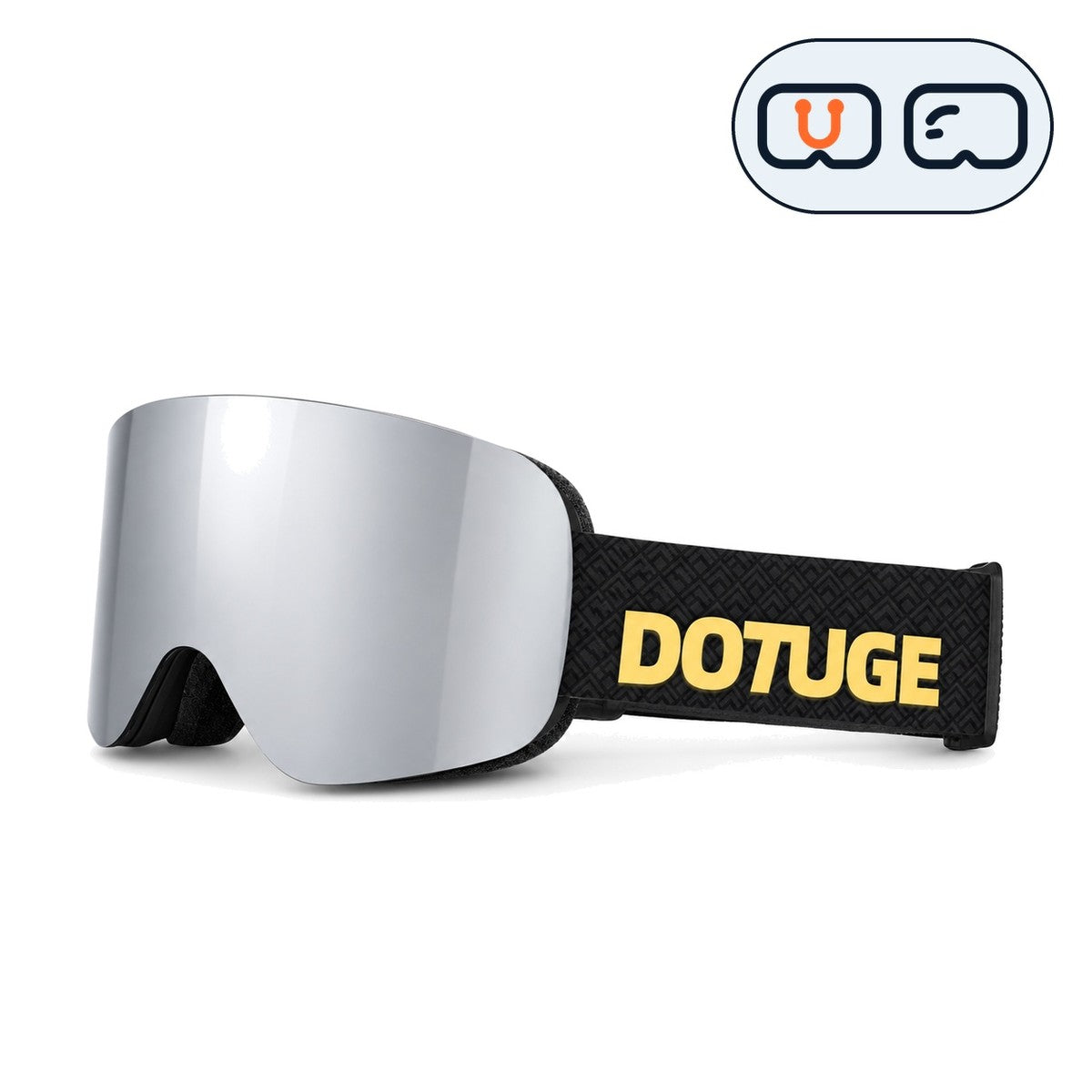 Glacier 1 | Snow Goggles | Cylindrical Lens, UV400 Protection | Skiing and Snowboarding-Silver Lens / Black Frame / Black Strap-Snowgest