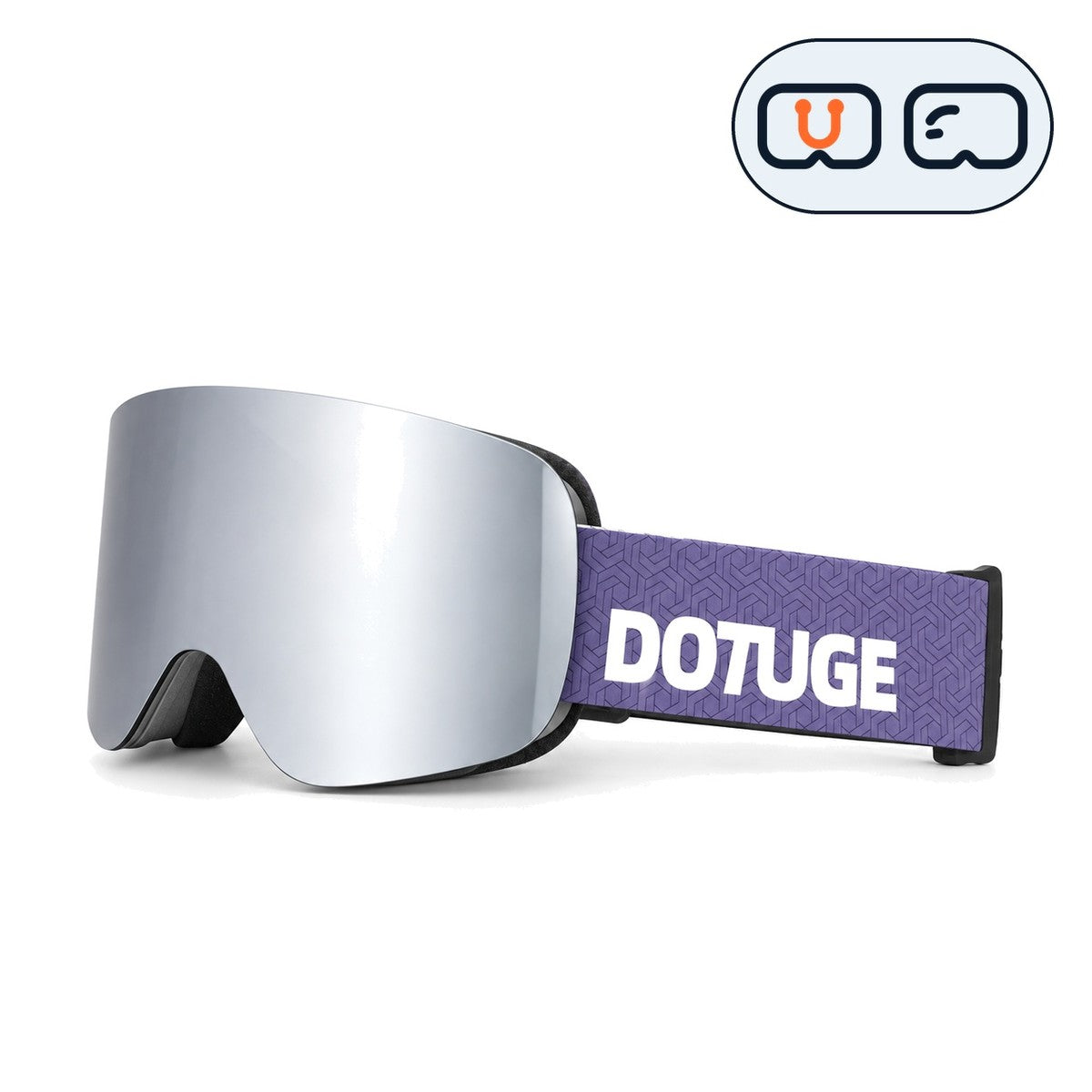 Glacier 1 | Snow Goggles | Cylindrical Lens, UV400 Protection | Skiing and Snowboarding-Silver Lens / White Frame / Purple Strap-Snowgest