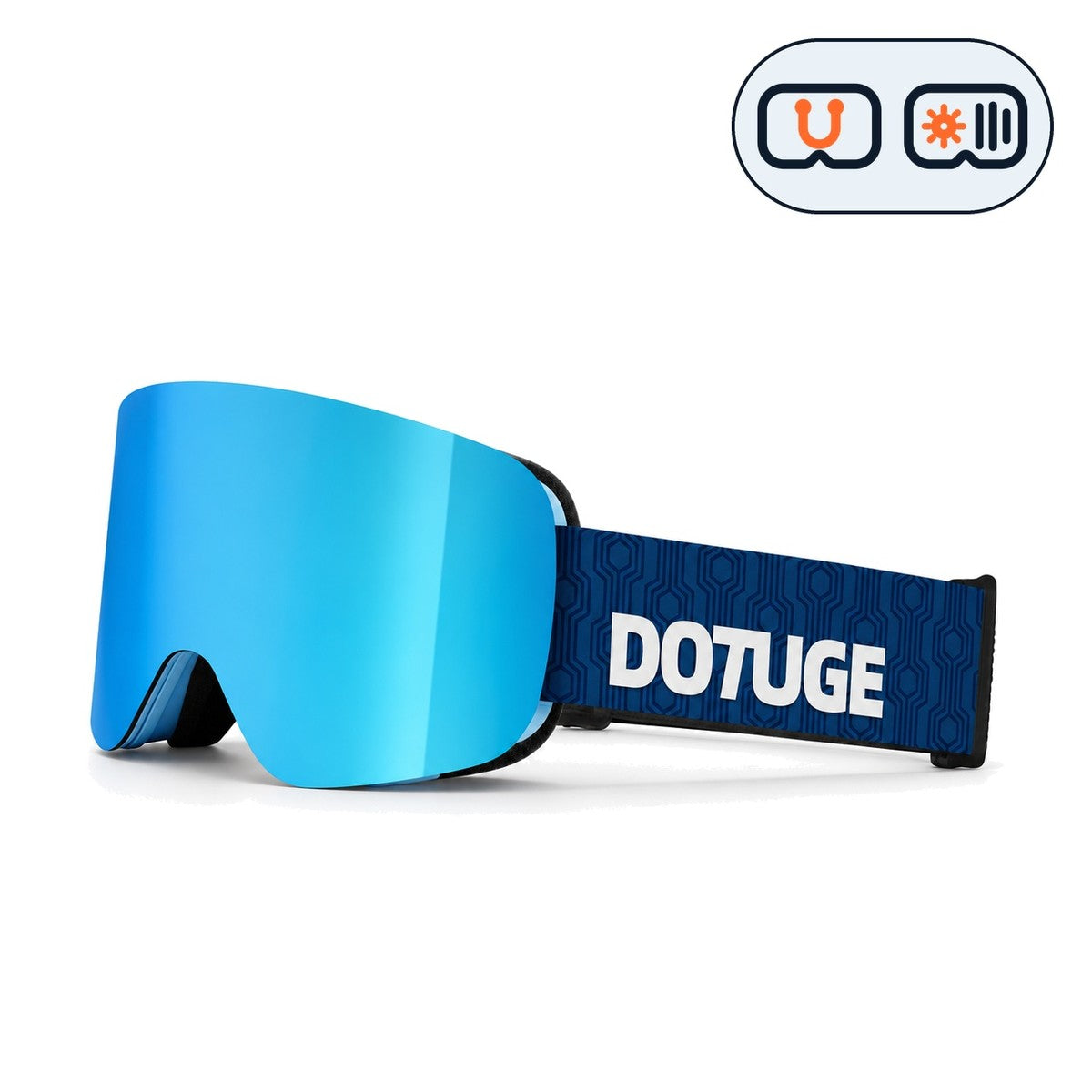 Glacier 2 | Snow Goggles | Photochromic Cylindrical Lens, UV400 Protection | Skiing and Snowboarding-Ice Blue Lens / Blue Frame / Blue Strap-Snowgest