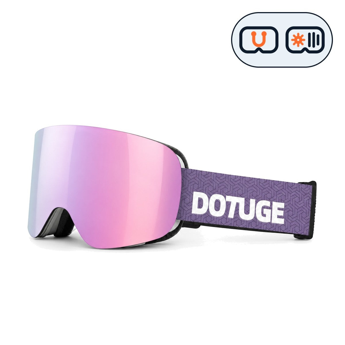 Glacier 2 | Snow Goggles | Photochromic Cylindrical Lens, UV400 Protection | Skiing and Snowboarding-Purple Lens / White Frame / Purple Strap-Snowgest